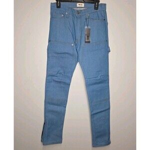 NWT New Mintcrew Mens Carpenter Jeans Size 28 Light Wash Zipped Cuffs